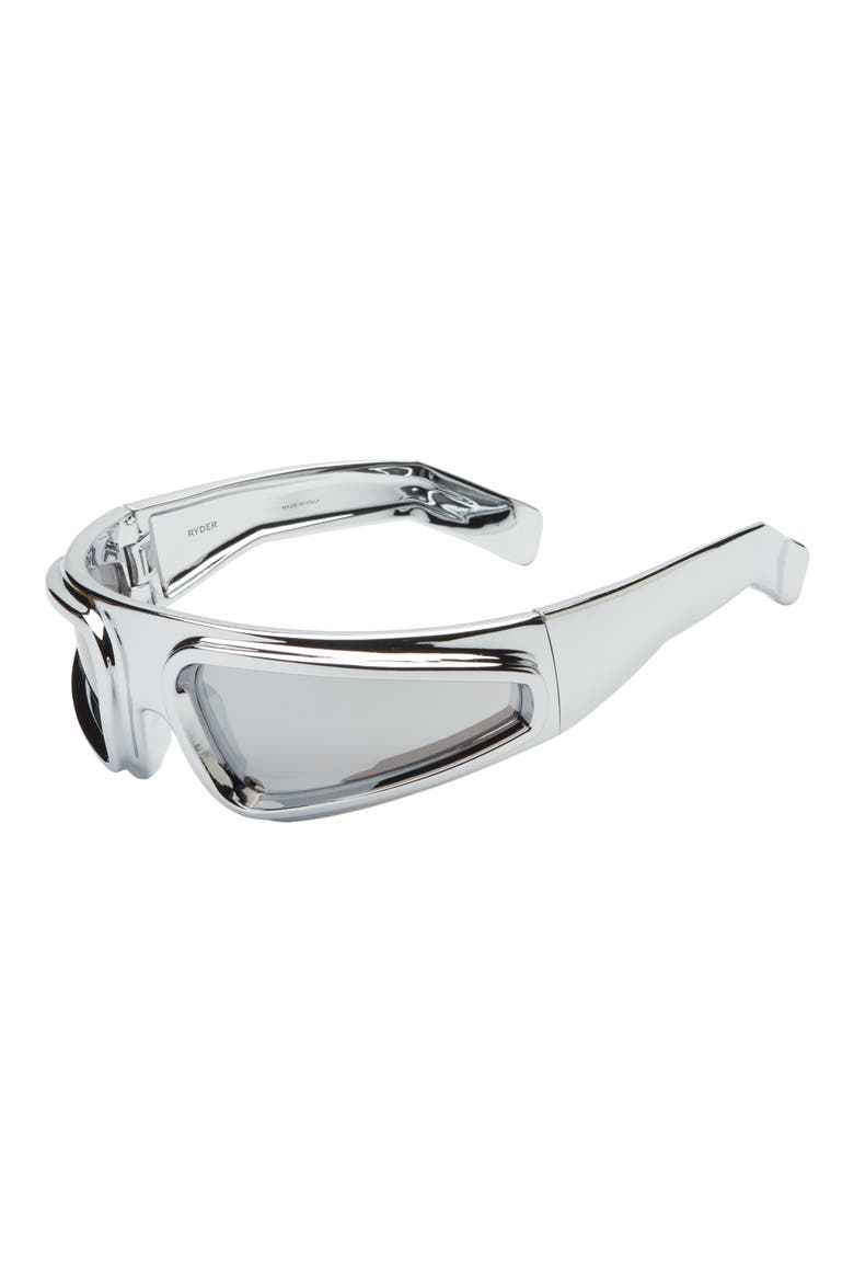 Ryder Wraparound Shield Sunglasses, Alternate, color, SILVER TEMPLE/ SILVER LENS