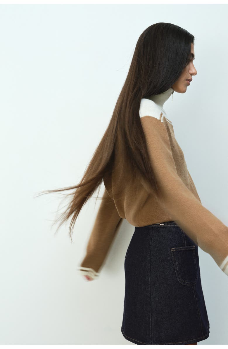 H&M A-line Denim Skirt, Alternate, color, Dark Denim Blue