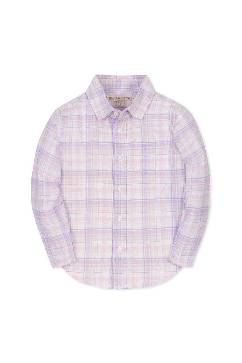 Kids' Linen Long Sleeve Button Down Shirt, Main, color, Monet Plaid