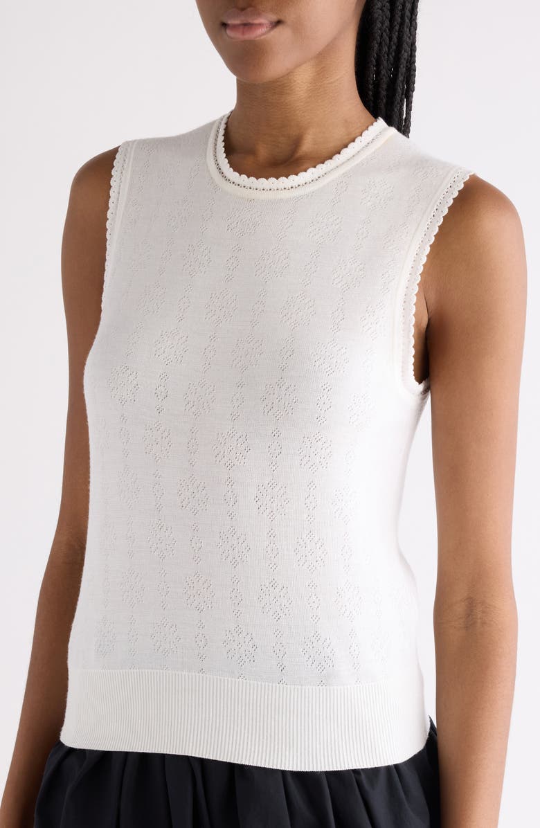 Chloé Wool Pointelle Underpinning Shell, Alternate, color, Iconic Milk