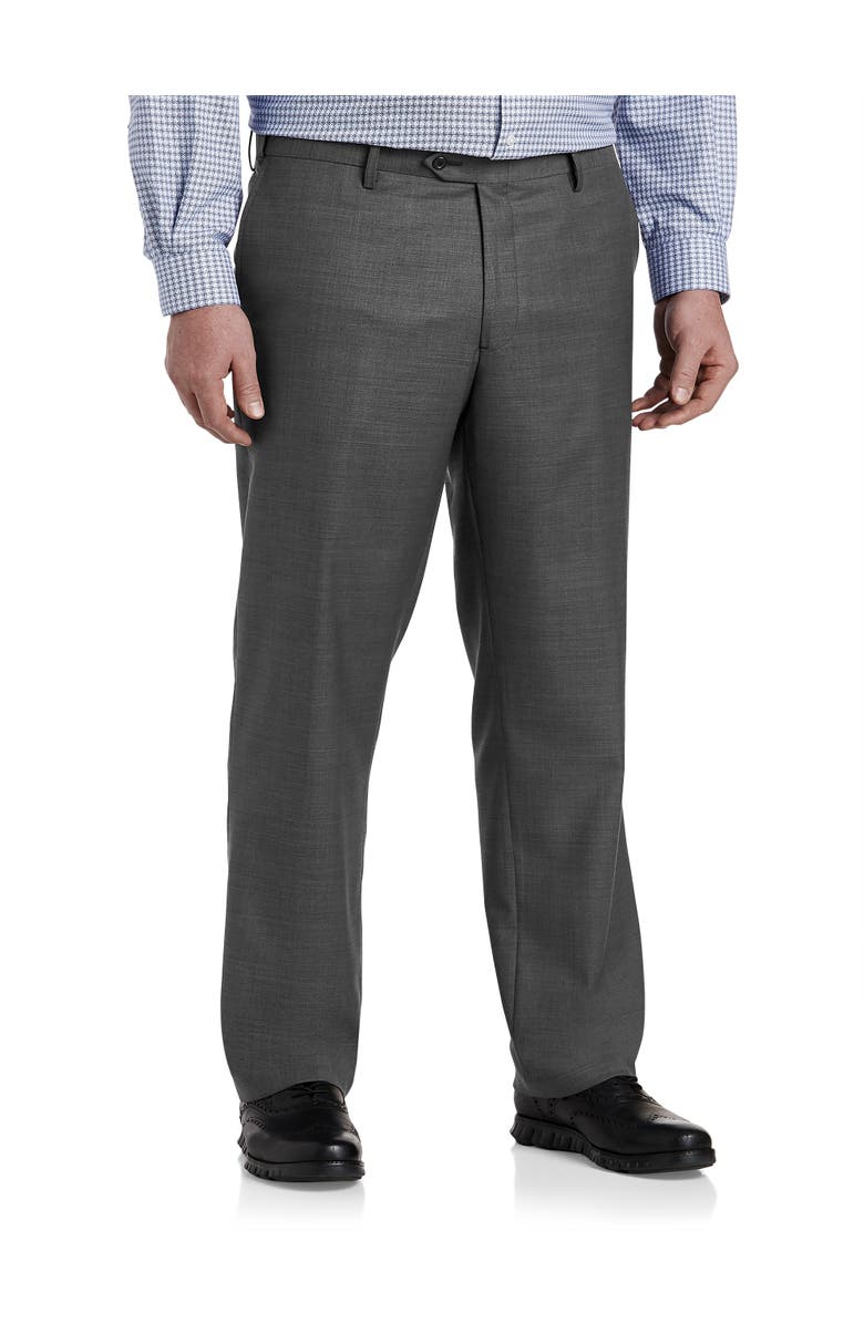 Oak Hill Premium by DXL Sharkskin Suit Pants, Main, color, Grey