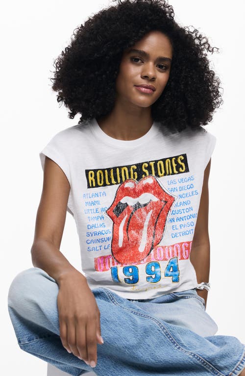 Desigual Rolling Stones Embroidered Muscle T-shirt In Blue