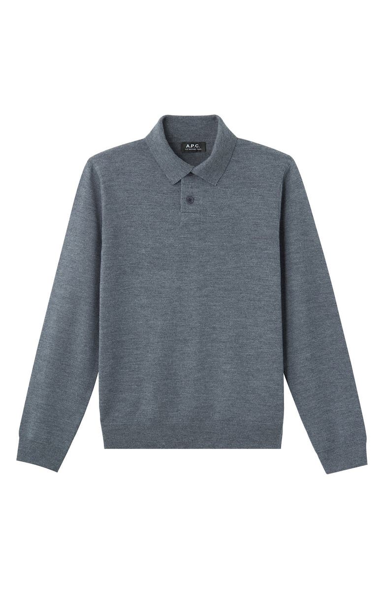 A.P.C. Long Sleeve Merino Wool Polo, Alternate, color, 