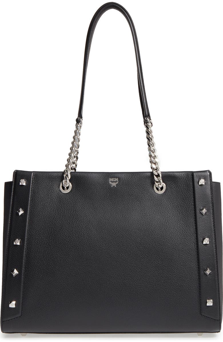 MCM Large Catherine Leather Tote, Main, color,