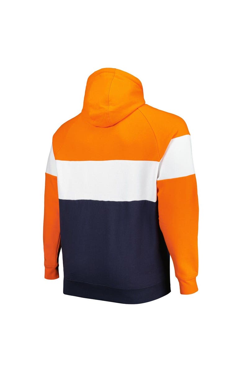 New Era Men's New Era Orange/Navy Denver Broncos Big & Tall Current Team Colorblock Fleece Raglan Pullover Hoodie, Alternate, color, 