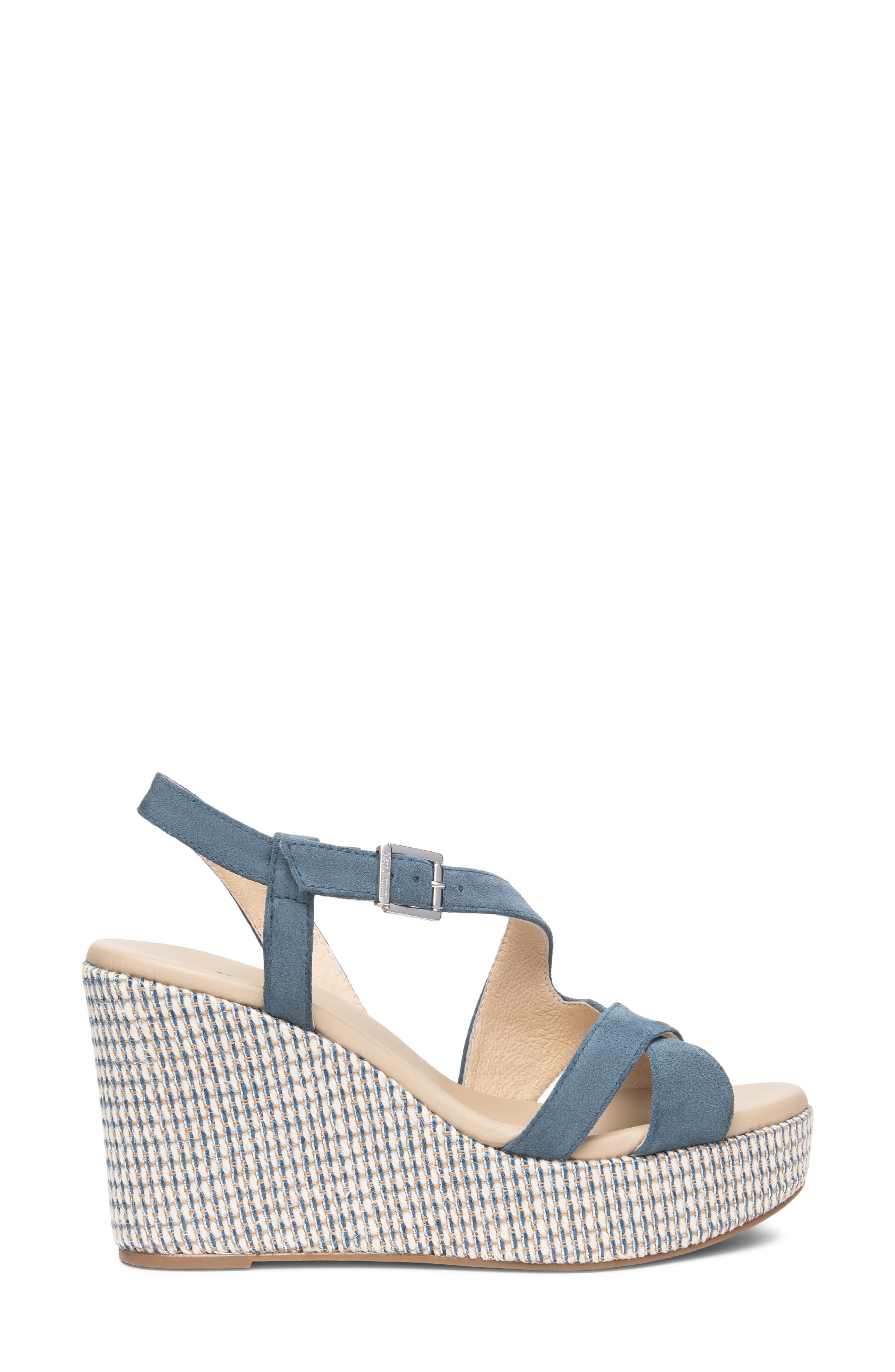 Slingback Platform Wedge Sandal, Alternate, color, DENIM