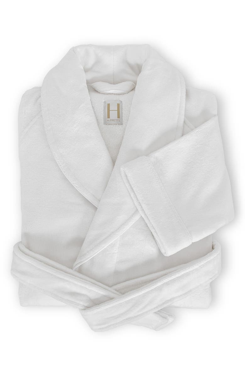 H BY FRETTE Shawl Collar Cotton Terry Velour Robe, Main, color, 