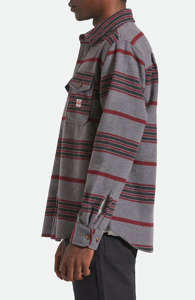 Brixton Altered Threads Stripe Fleece Button-Up Overshirt, Alternate, color, Multi Blanket Stripe