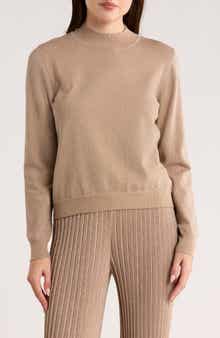T Tahari Metallic Mock Neck Sweater