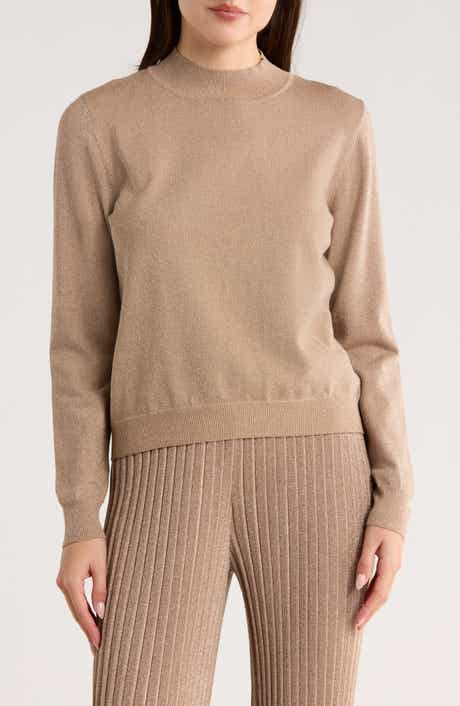 T Tahari Metallic Mock Neck Sweater