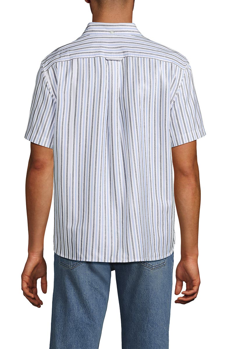 Lands' End Short Sleeve Sail Rigger Shirt, Alternate, color, White/Soft French Blue Stripe