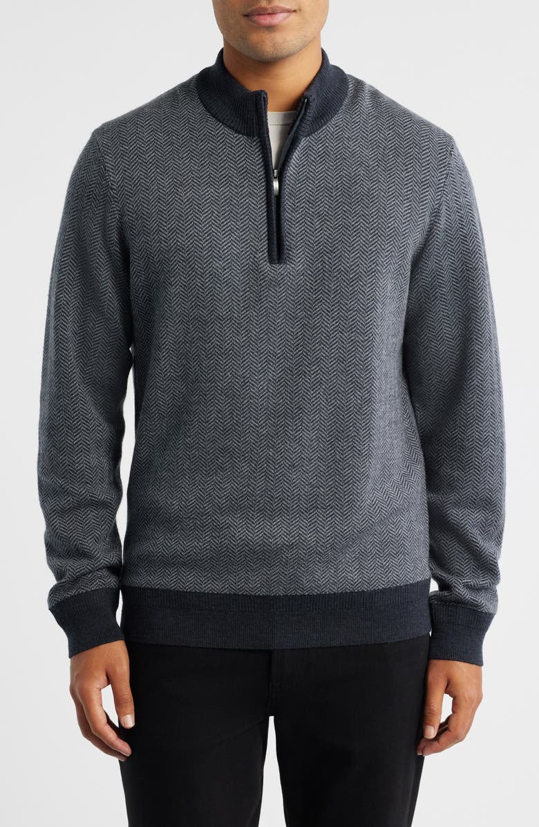 Robert Barakett Grant Merino Wool Quarter Zip Sweater, Main, color, Grey