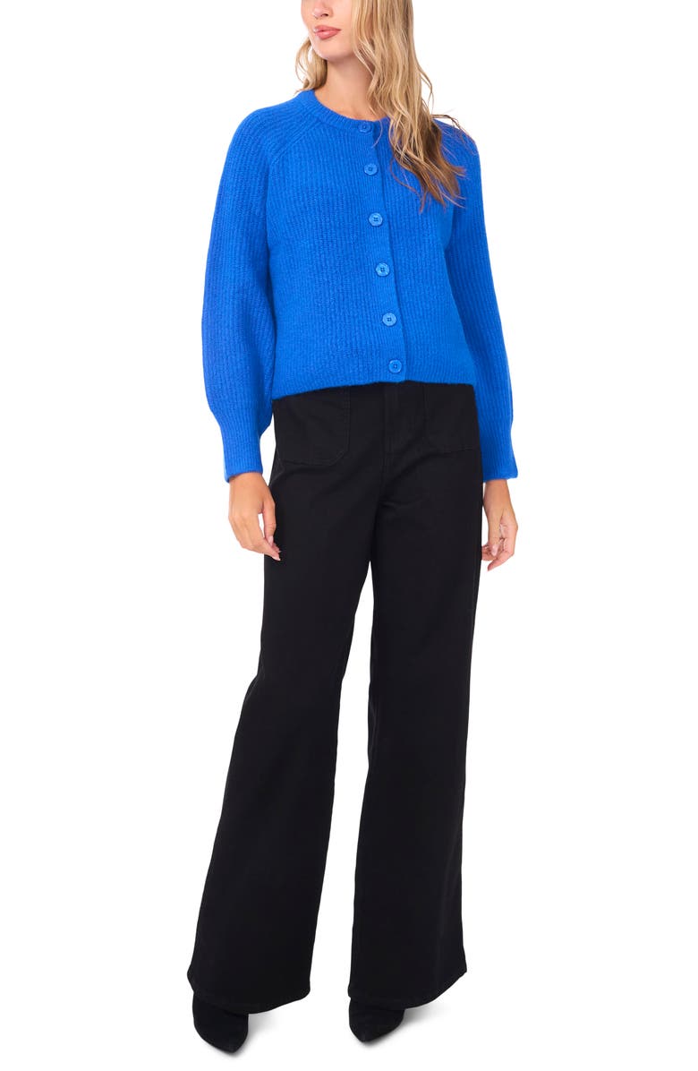 Vince Camuto Saddle Raglan Sleeve Rib Cardigan, Alternate, color, Bright Blue