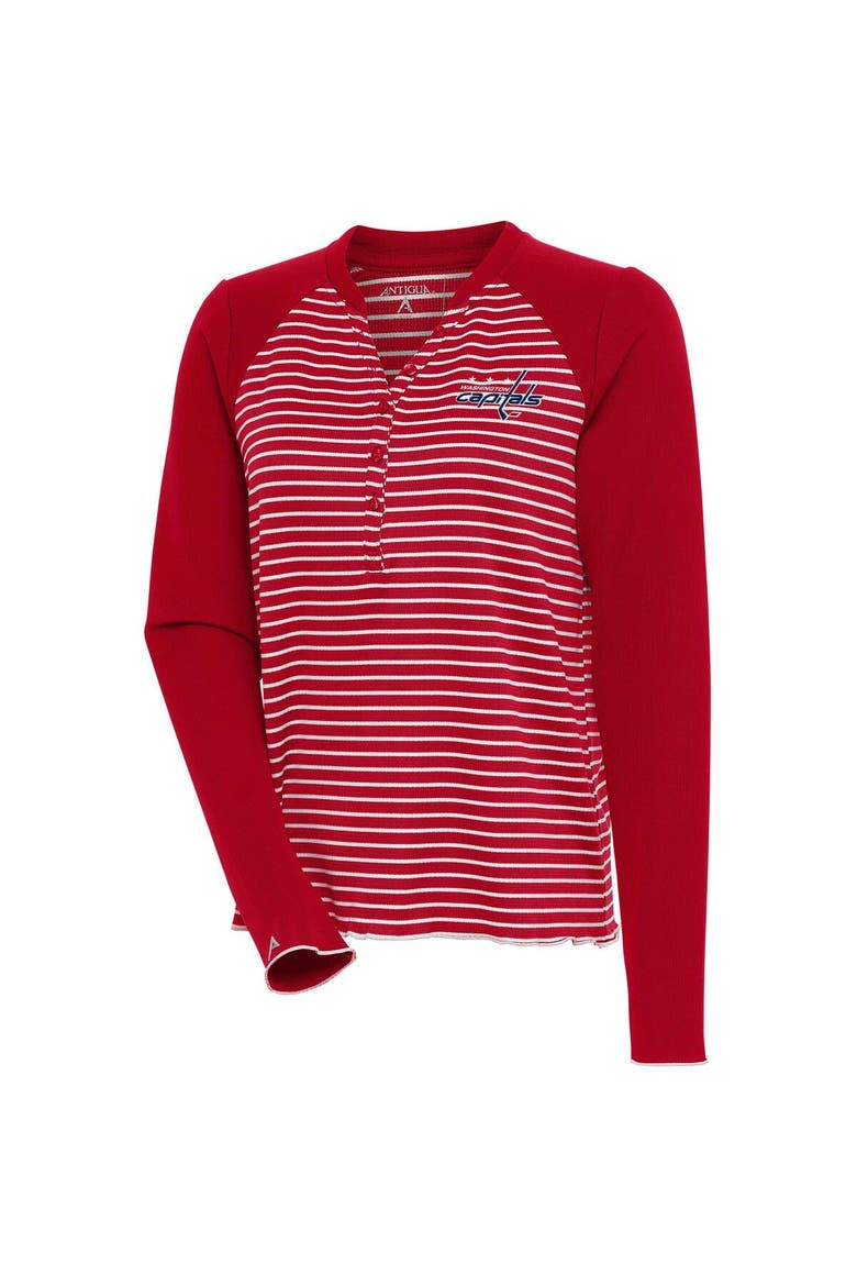 Women's Antigua  Red Washington Capitals Maverick Henley Long Sleeve T-Shirt, Alternate, color, Red