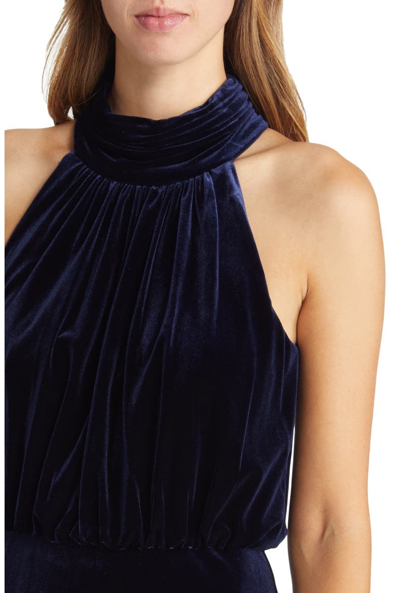 Mock Neck Blouson Gown, Alternate, color, NAVY