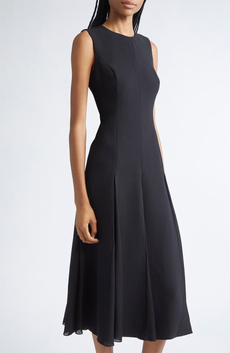 Carolina Herrera Sleeveless Godet Flared Midi Dress, Alternate, color, Black