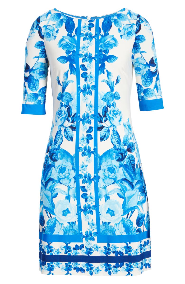 Eliza J Border Print Sheath Dress, Alternate, color,