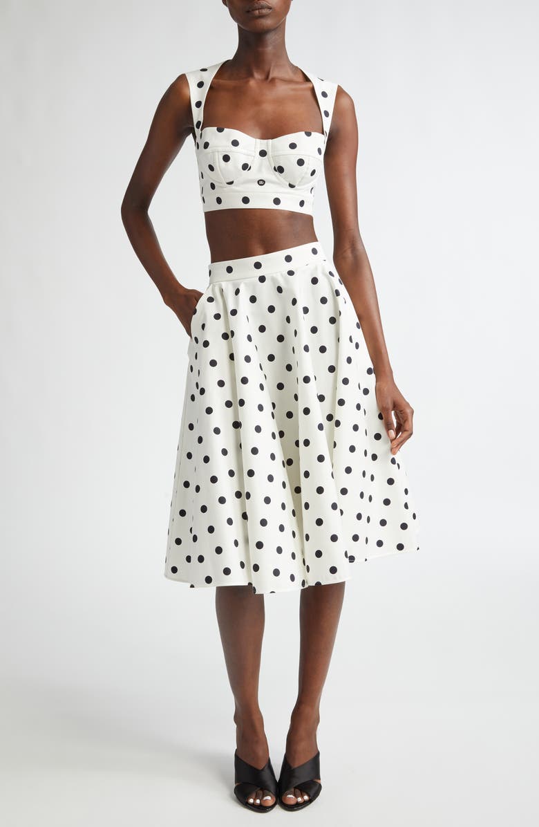 Dolce&Gabbana Polka Dot Back Cutout Crop Bustier Top, Alternate, color, Hwzrn Pois Med 1.5 F.bianc