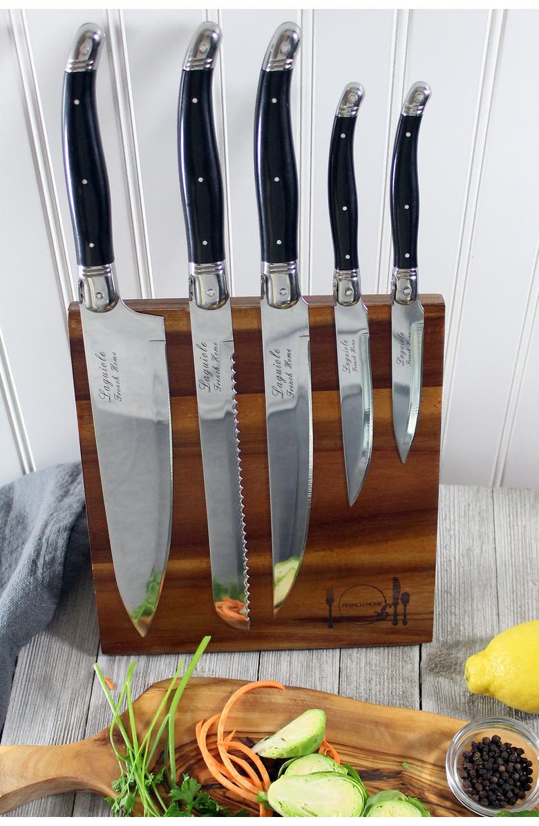 FRENCH HOME 5-Piece Laguiole Kitchen Knife Set, Alternate, color, Black