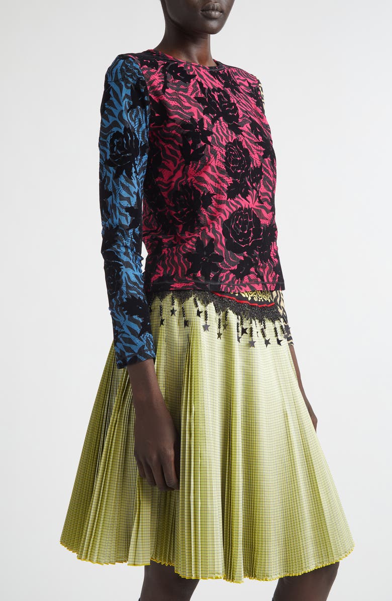 Chopova Lowena Totally Tiger Flocked Mesh T-Shirt, Alternate, color, Black Multi