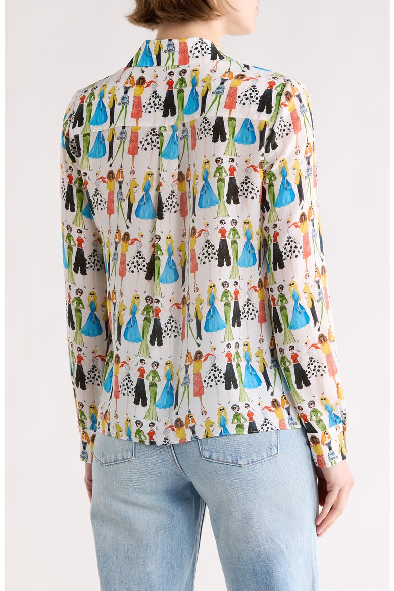 Willa Staceface Silk Button-Up Shirt, Alternate, color, CLUB STACE