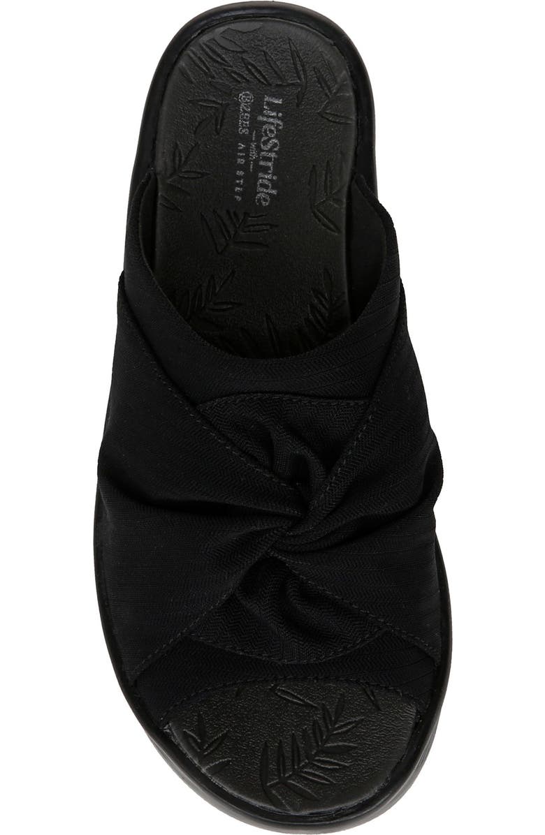 LifeStride Smile 3 Open Toe Wedge Slide Sandal - Wide Width Available, Alternate, color, Black