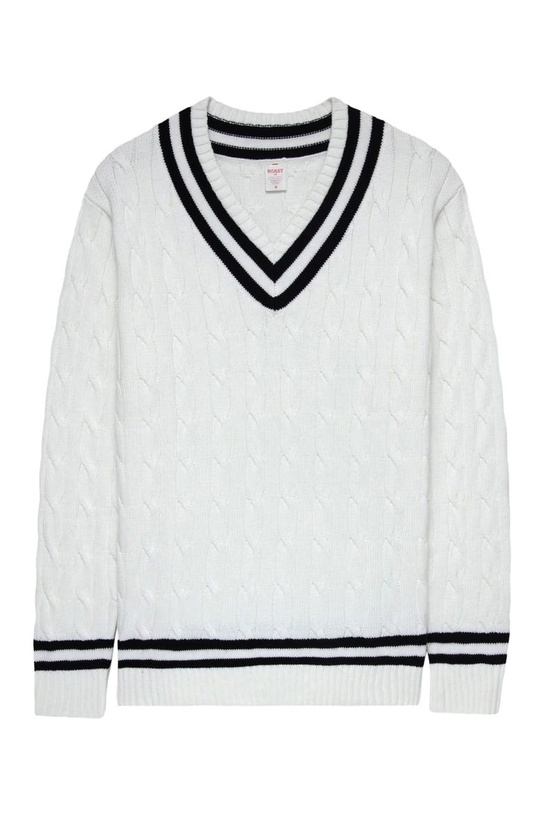 Cable-Knit Sweater, Main, color, White Navy