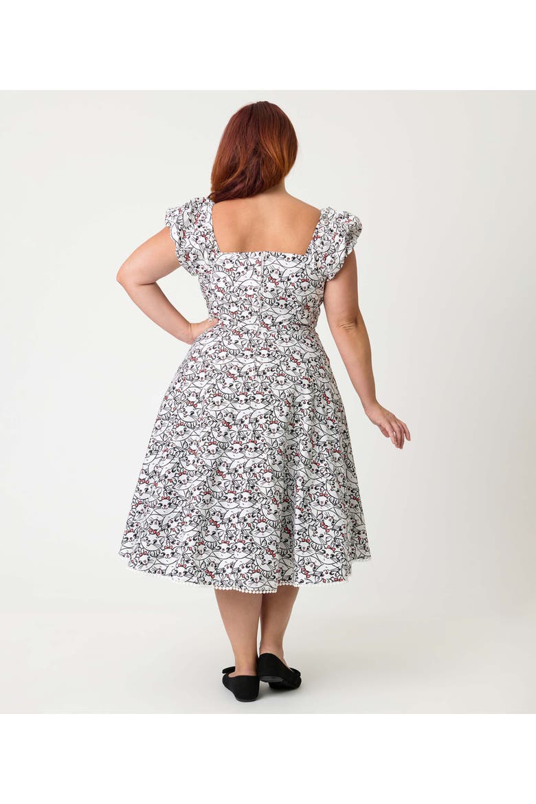 Plus Size 1950s Sweetheart Swing Dress, Alternate, color, White Cat Print