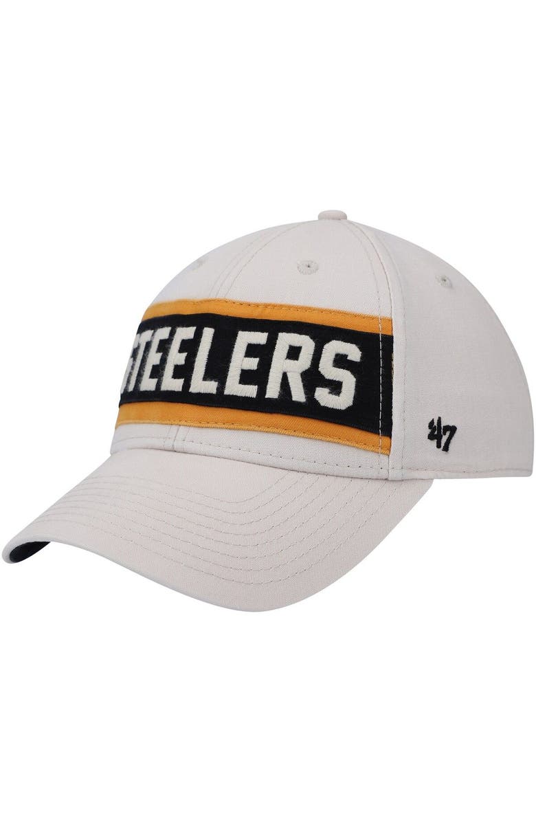 '47 Men's '47 Cream Pittsburgh Steelers Crossroad MVP Adjustable Hat, Alternate, color, 