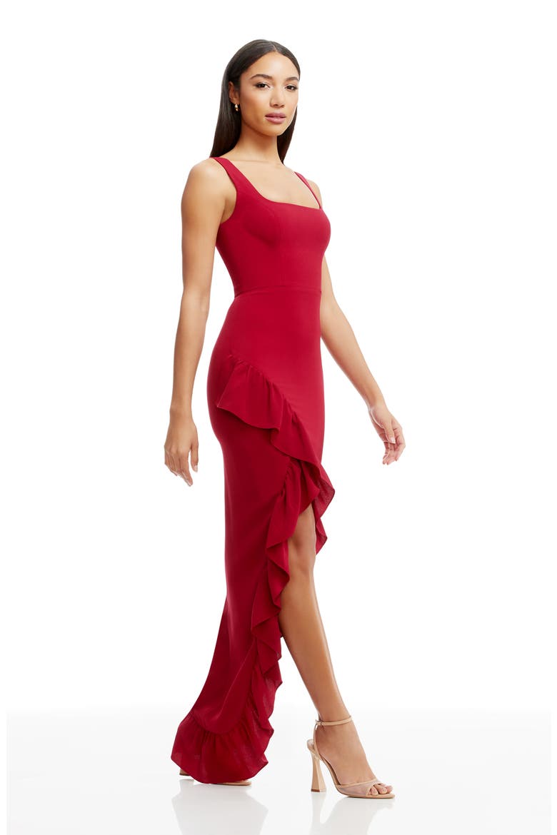 Charlene Ruffle Gown, Alternate, color, GARNET