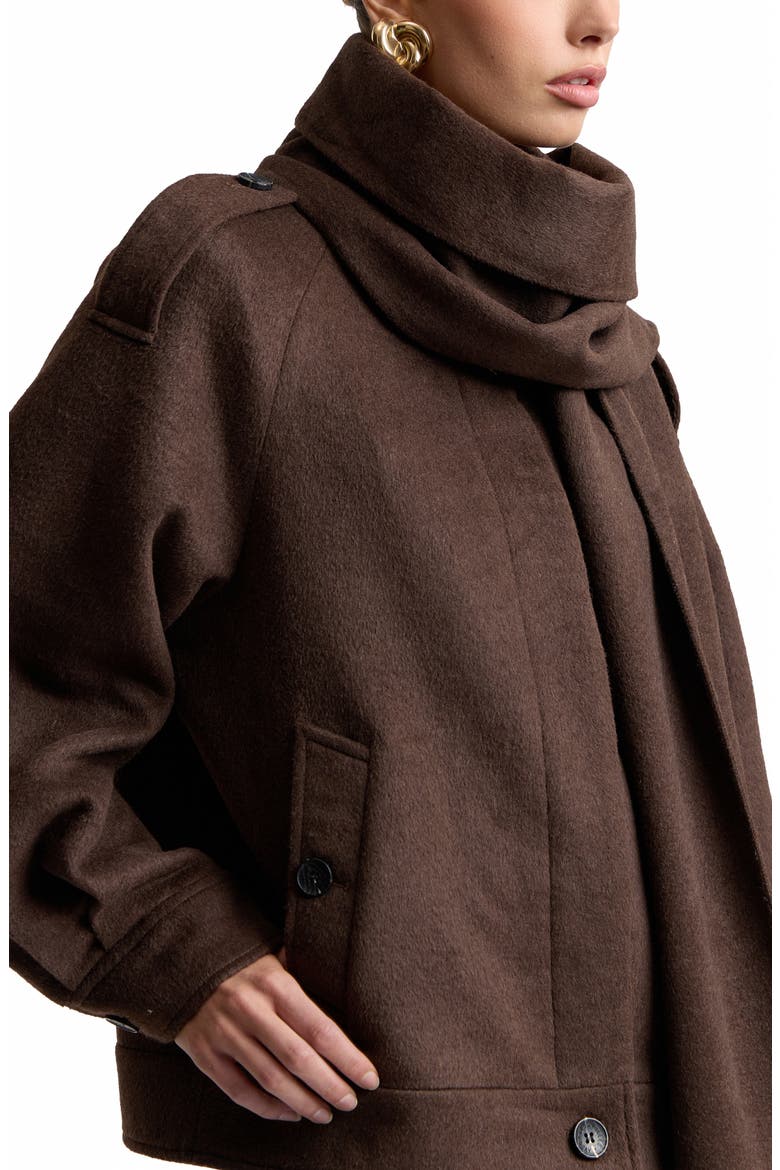 Oversized Coat with Detachable Scarf, Alternate, color, SABLE