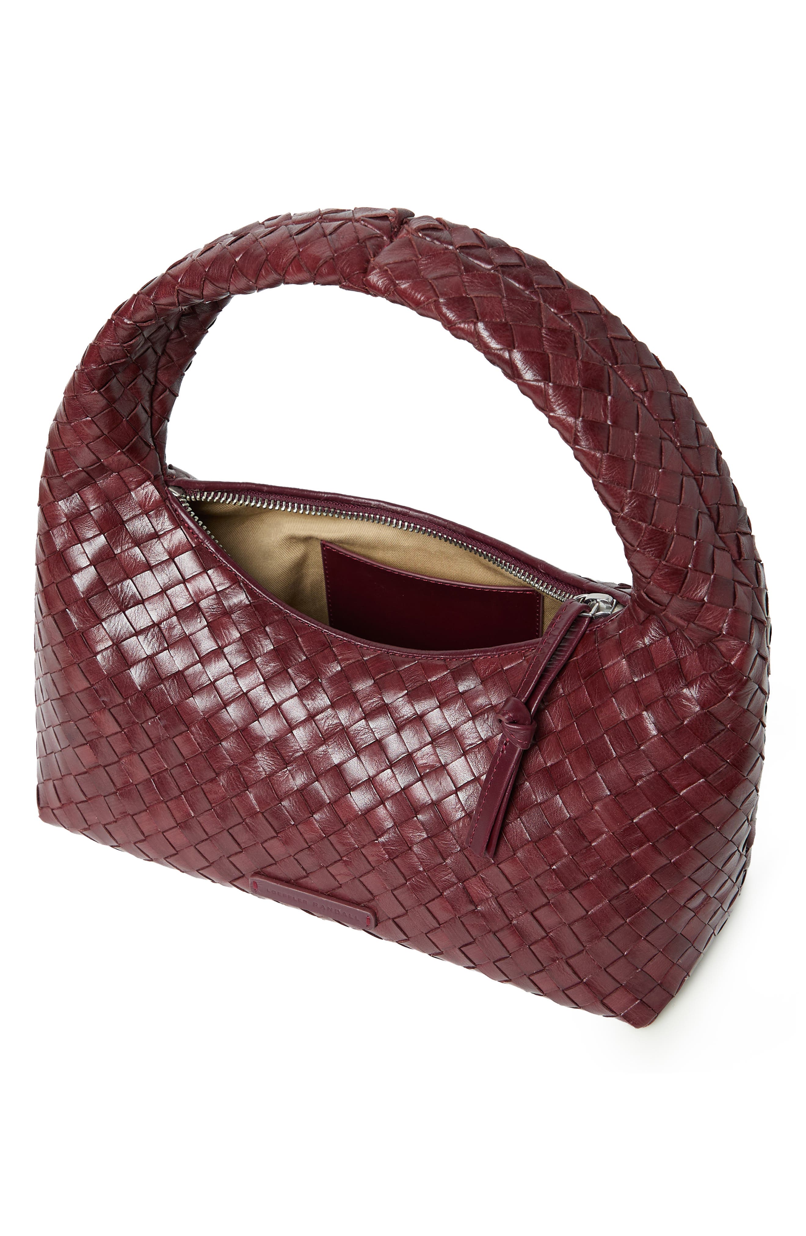Loeffler Randall Mercer Woven Leather Shoulder Bag, Alternate, color, Maroon