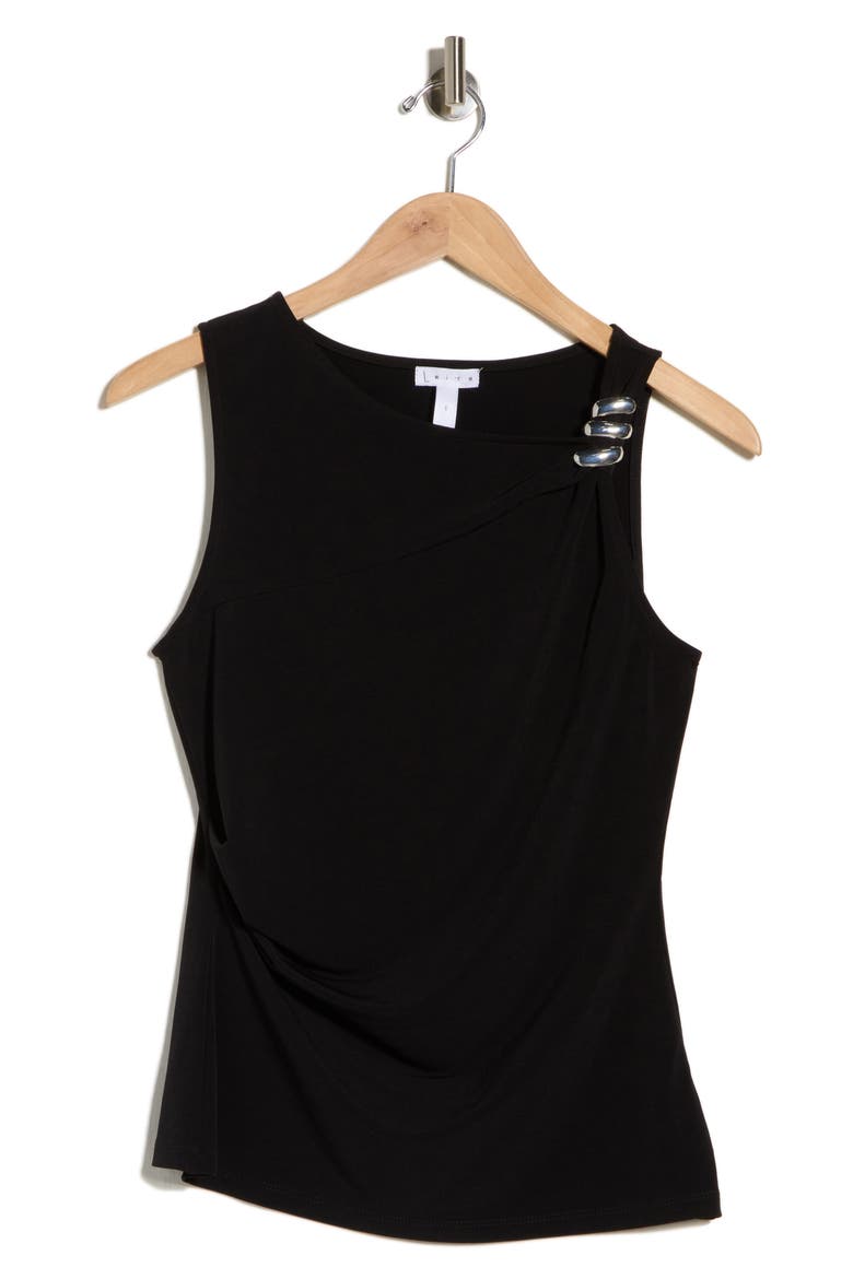 One-Shoulder Hardware Knit Top, Alternate, color, BLACK