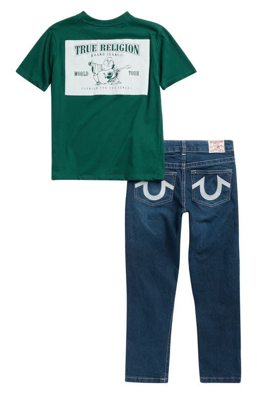 True Religion Kids' Flocked Logo Graphic T-shirt & Jeans Set In Multi