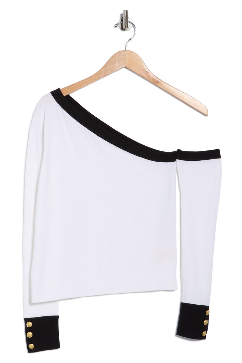 Maeva Off-the-Shoulder Top, Alternate, color, WHITE/BLACK