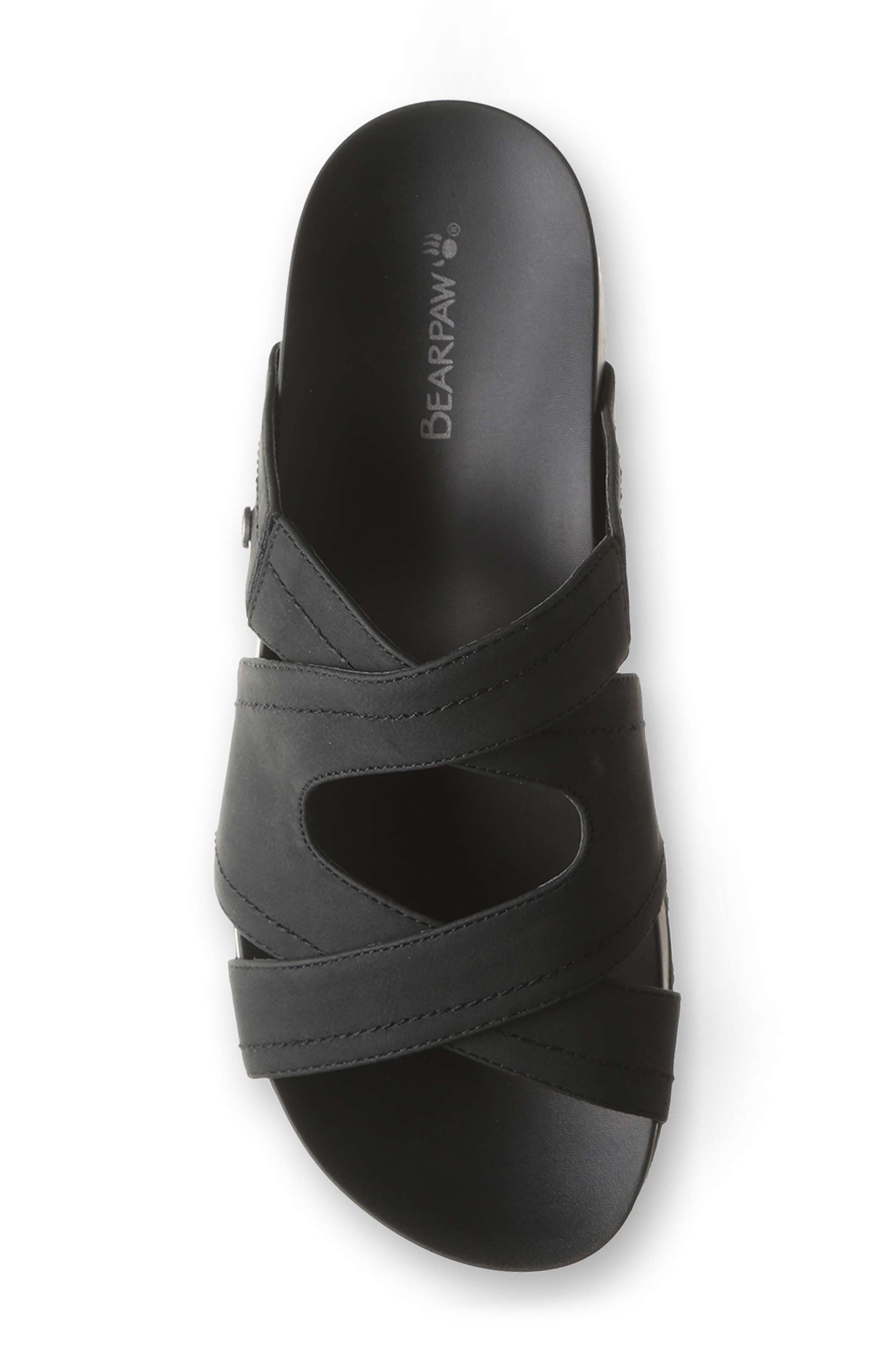BEARPAW Crux Faux Leather Slide Sandal, Alternate, color, Black