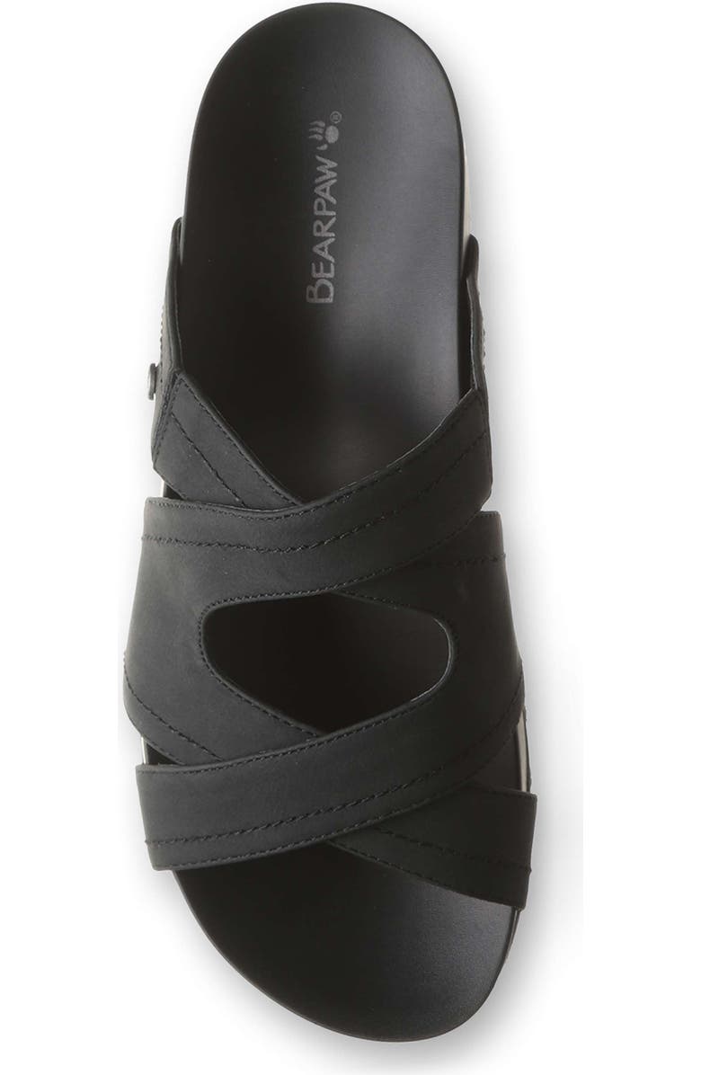 BEARPAW Crux Faux Leather Slide Sandal, Alternate, color, Black