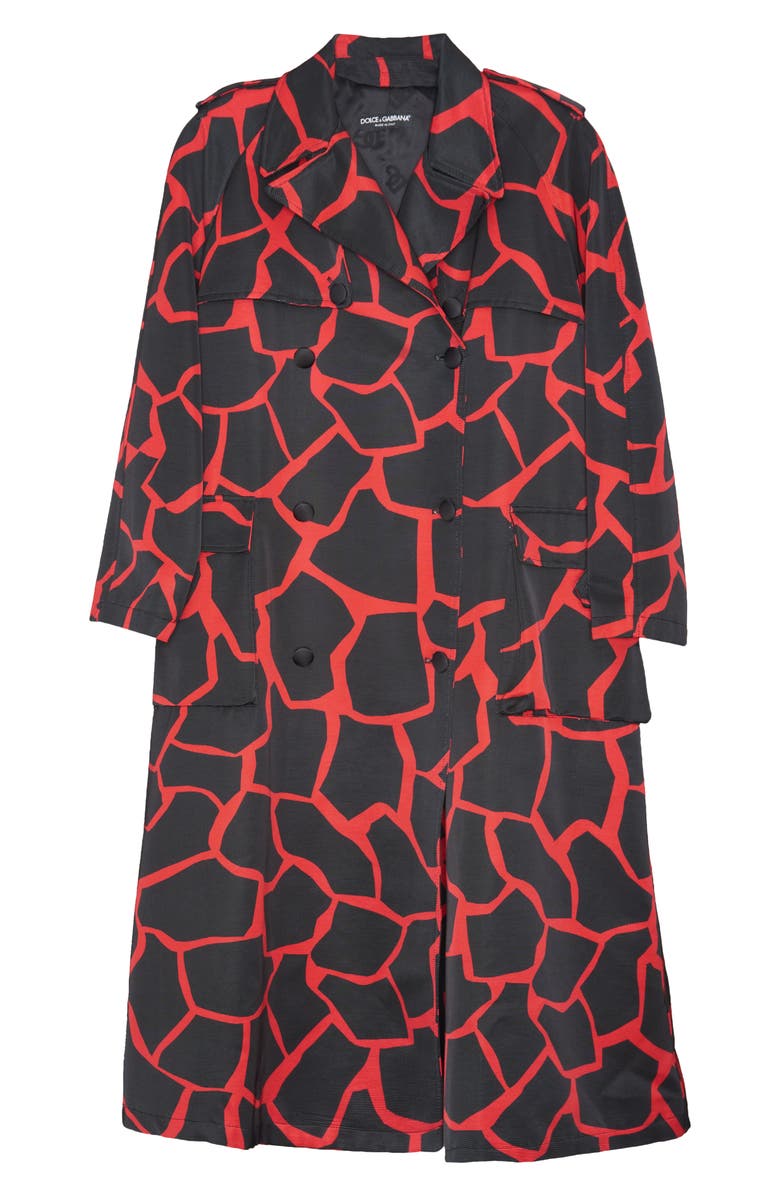 Dolce&Gabbana Giraffe Print Cotton Blend Trench Coat, Alternate, color,