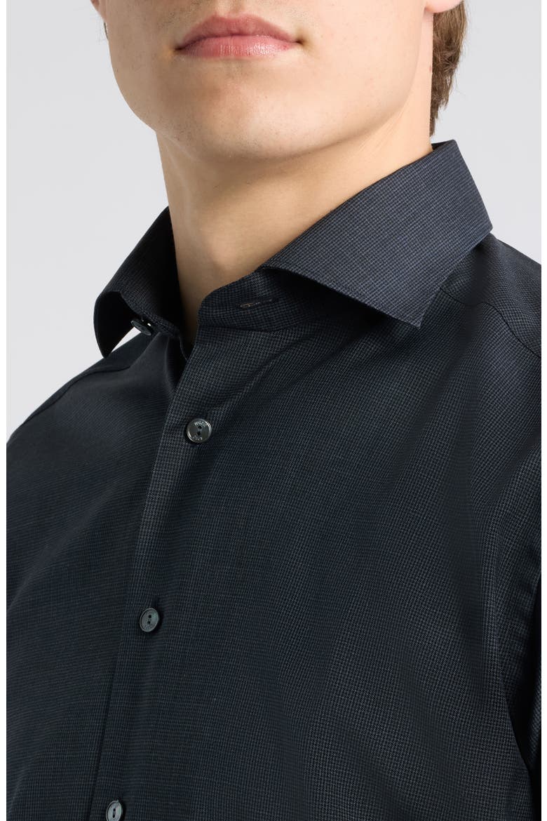 Slim Fit Houndstooth Wool Dress Shirt, Main, color, NAVY