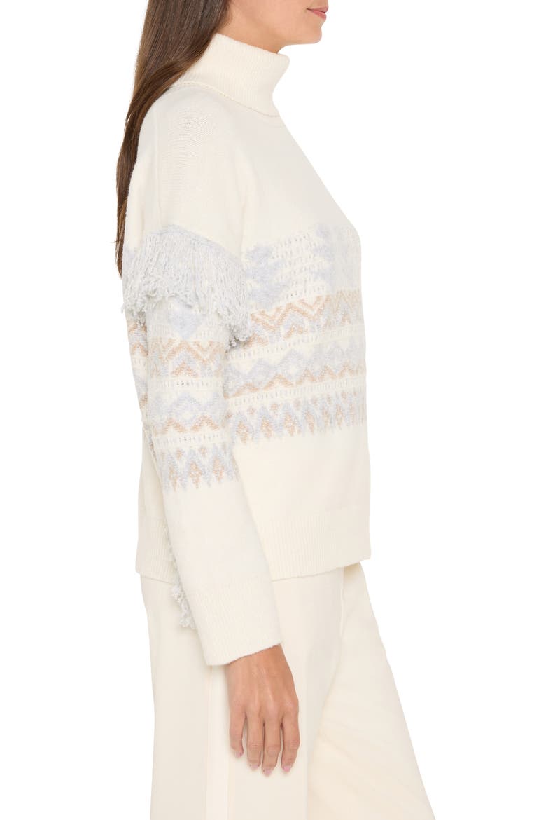 Fringe Trim Fair Isle Sweater, Alternate, color, CREAM MULTI