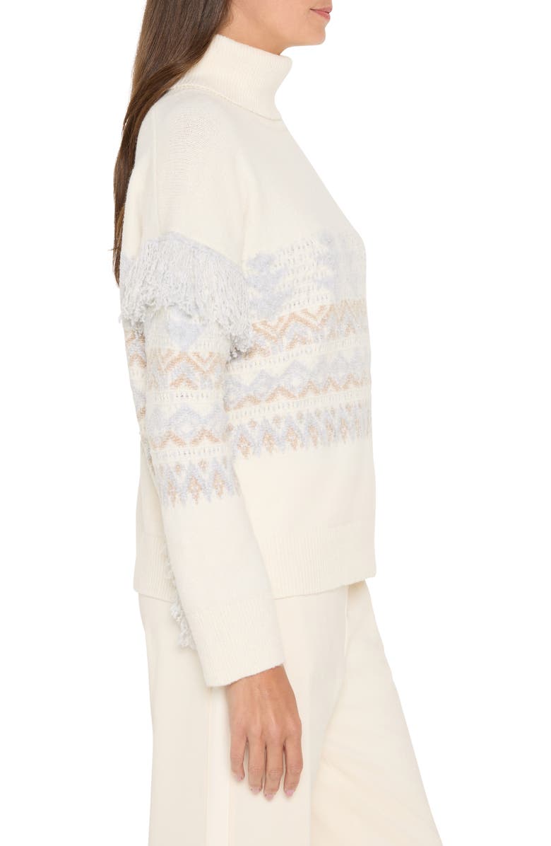 NIC+ZOE Fringe Trim Fair Isle Sweater, Alternate, color, Cream Multi