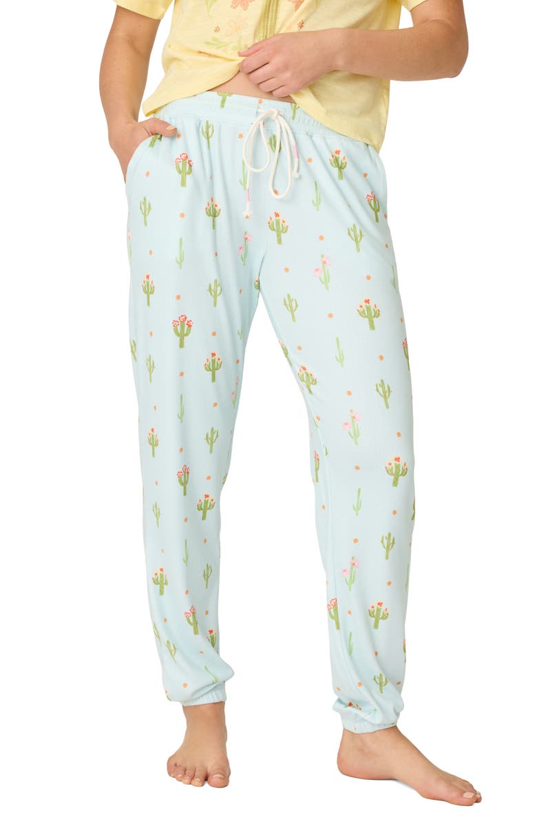 PJ Salvage Feelin Prickly Pajama Pants, Main, color, Tinted Aqua
