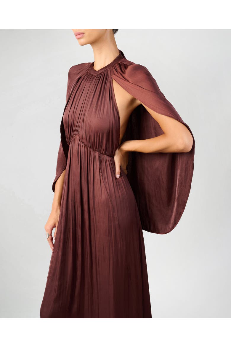 Halter Cape Midi Dress, Alternate, color, CHERRY