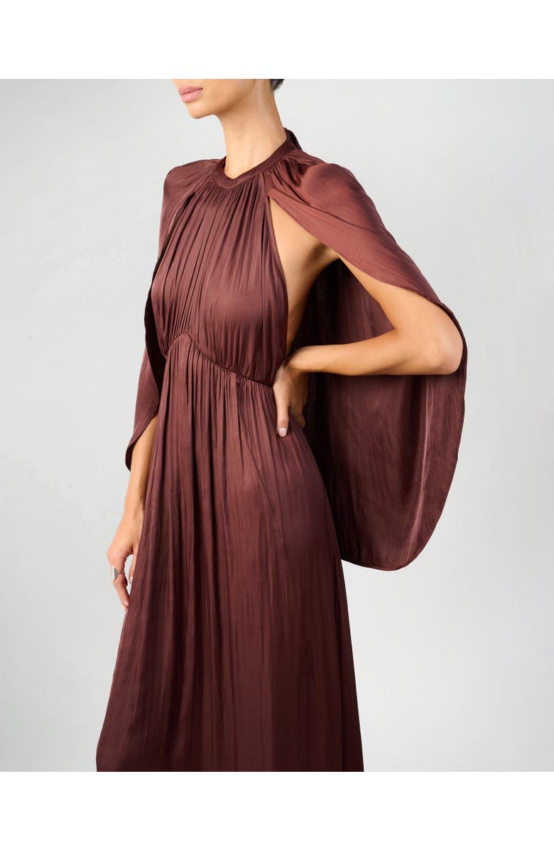 WeWoreWhat Halter Cape Midi Dress, Alternate, color, Cherry