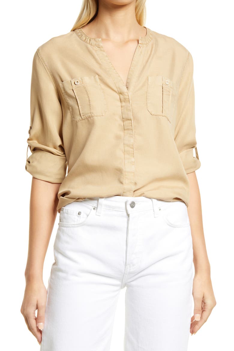 Mission Beach Long Sleeve Shirt, Main, color, GOLDEN HONEY