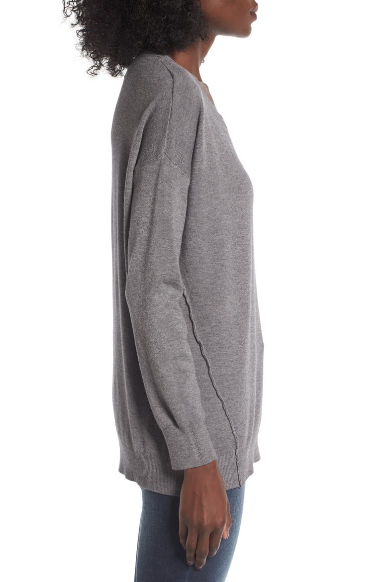 Forward Seam Tunic Sweater, Alternate, color, CHARCOAL