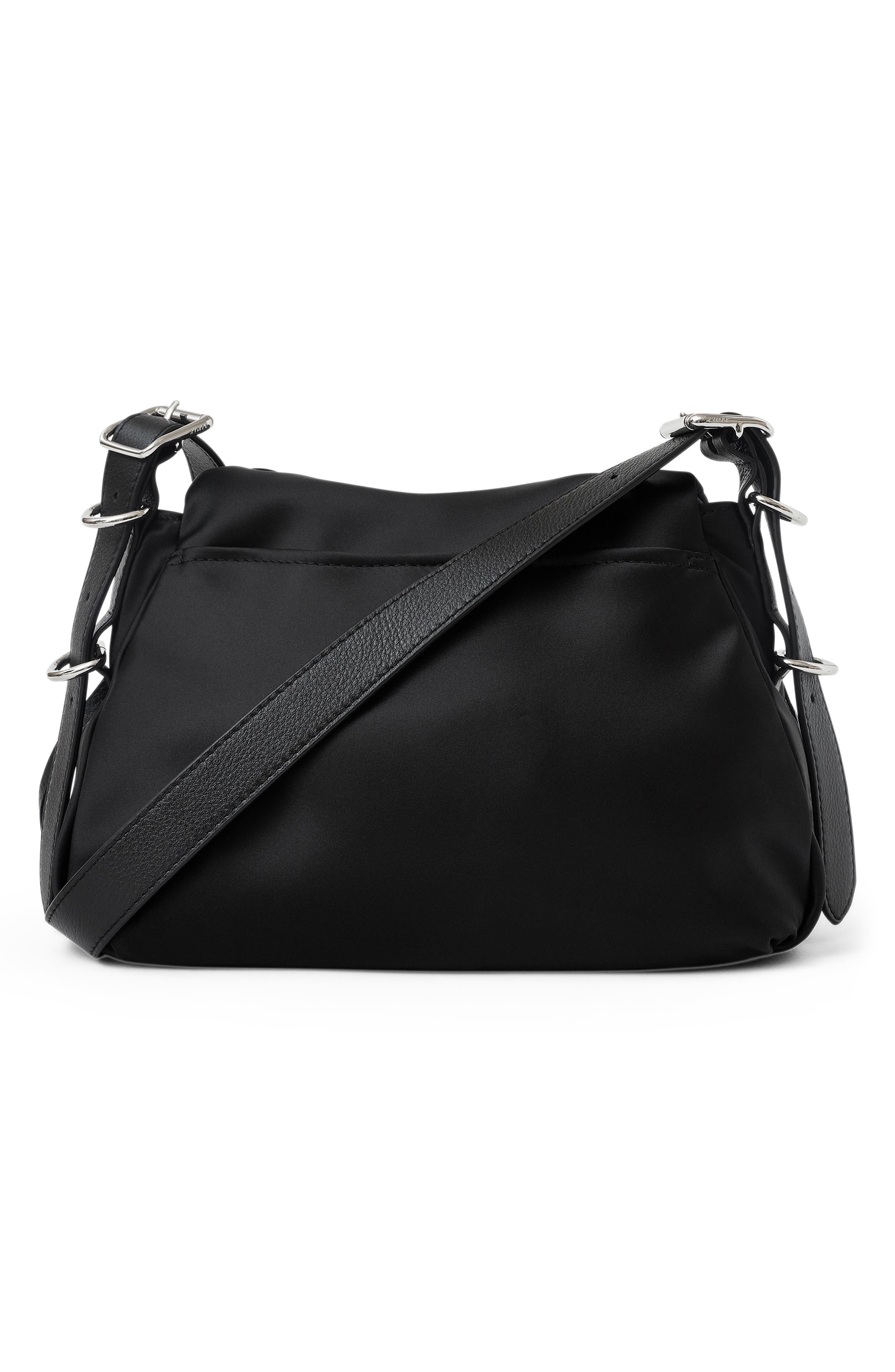 Lace-Up Double Entry Crossbody, Alternate, color, BLACK SATIN NYLON