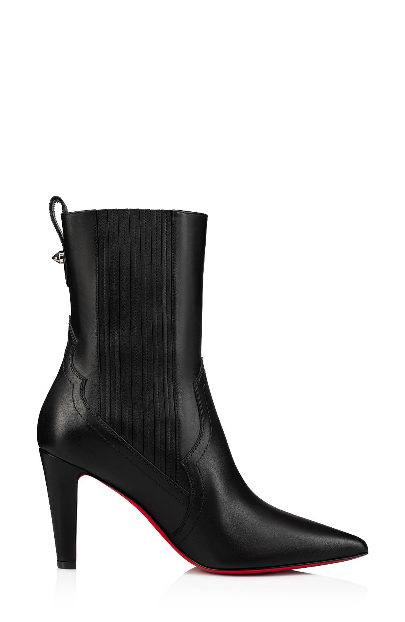 Santiag Pointed Toe Bootie, Alternate, color, BLACK