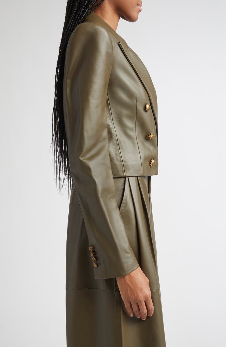 Zimmermann Hypnotic Double Breasted Leather Blazer, Alternate, color, Olive