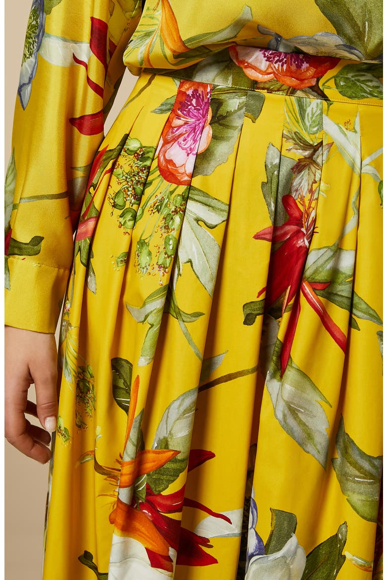 Abaco Placed Floral Print Cotton Skirt, Alternate, color, LEMON BIG